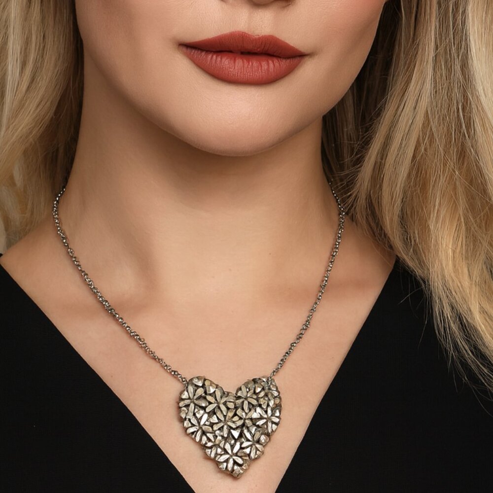 Signed Brighton "Love Bouquet" Silver Plated Necklace 16-18"‎